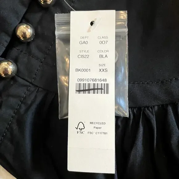 J.Crew Shirred Popover Top Cotton Poplin Long Sleeve Office Date CI522 Black XXS - Picture 14 of 15